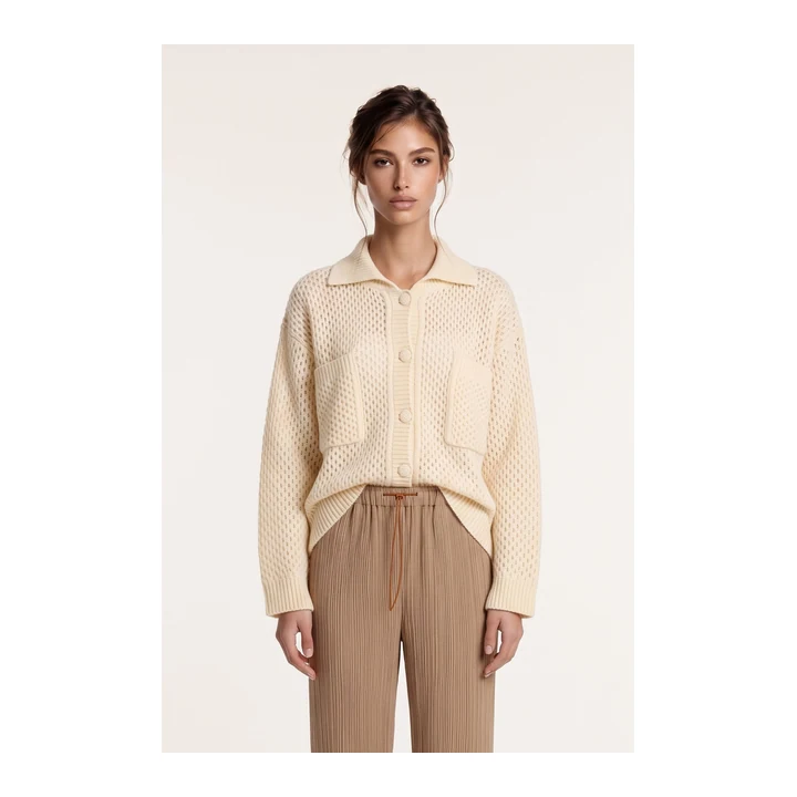 Ажурный кардиган 120% Lino из кашемира и шёлка — 37456