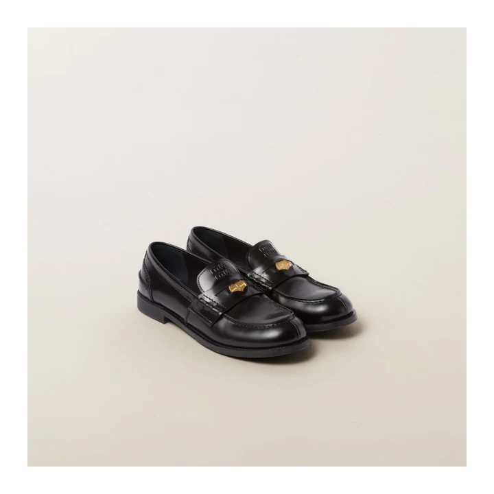 Лоферы Miu Miu Brushed Leather Penny — Black