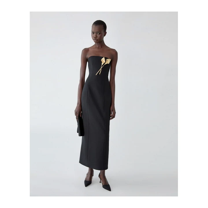 Платье Carolina Herrera Strapless с брошью калла