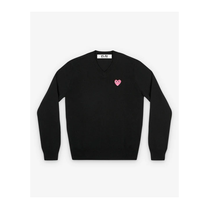 Джемпер Comme des Garçons PLAY Small Pink Heart V-Neck — Black