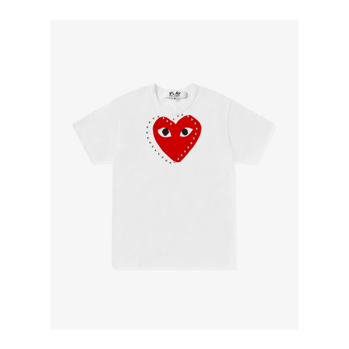 Футболка Comme des Garçons PLAY Logo Stud — White / Red