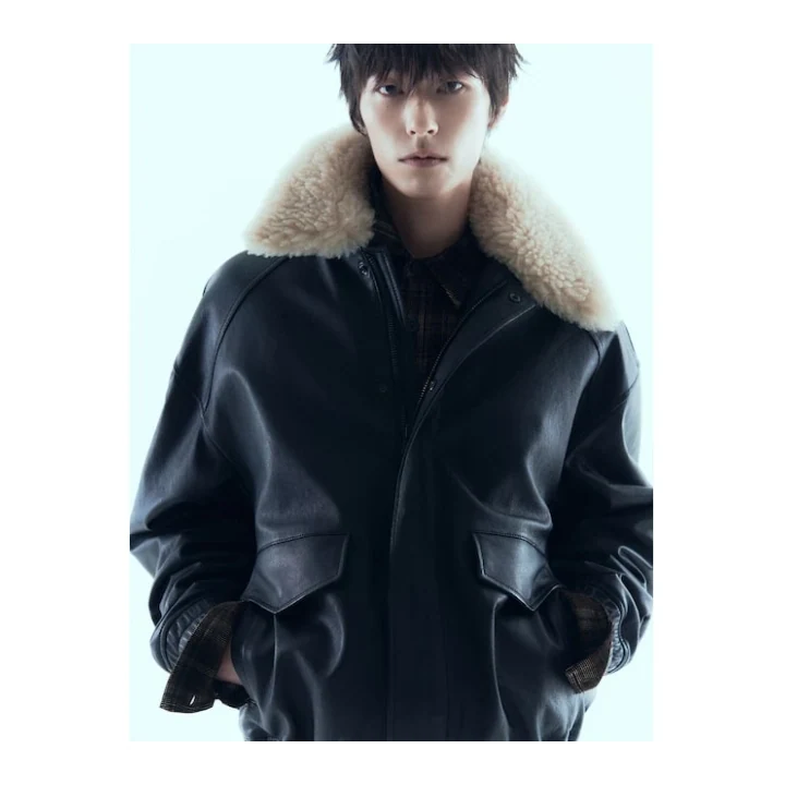Кожаная куртка Juun.J Fur Collar Leather A-2 JC6Y3ZP605