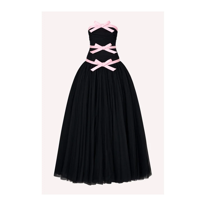 Платье Richard Quinn Three Bow Dress - Black/Pink