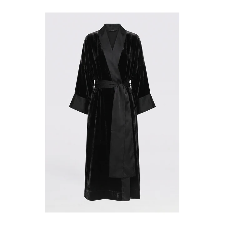 Халат Asceno Lugano Robe Black Silk Velvet