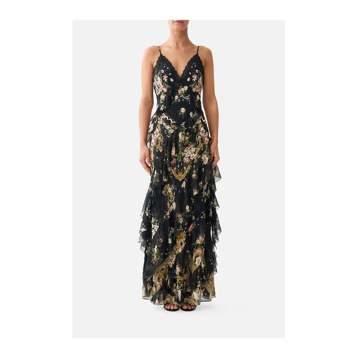 Платье с асимметричными воланами Camilla ASYMMETRICAL RUFFLE SLIP DRESS VERSAILLES OR DIE