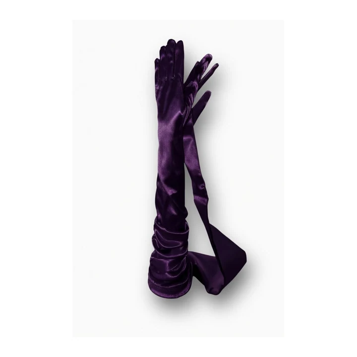 Фиолетовые длинные атласные перчатки 1198 Satin Opera