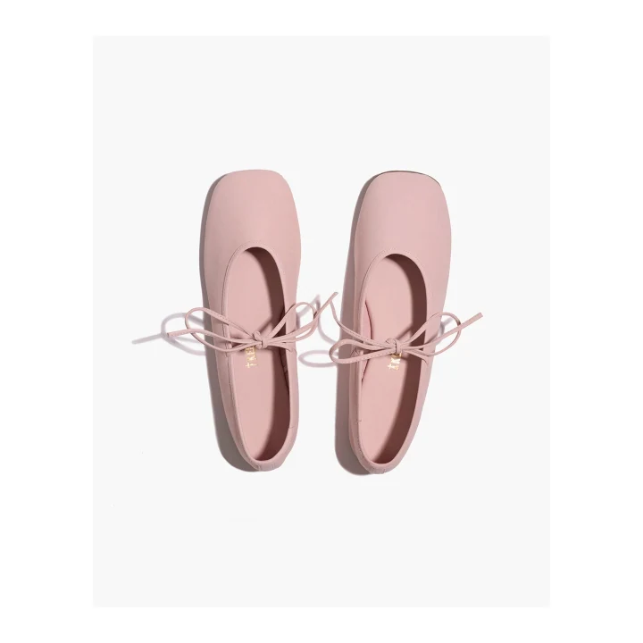 Замшевые балетки TKEES Square Toe Reese Bare Pink