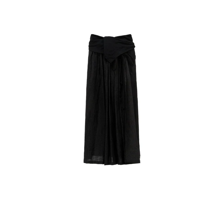 Юбка с запахом Yohji Yamamoto DOUBLE LAYER STRIPE GATHERED WRAP SKIRT