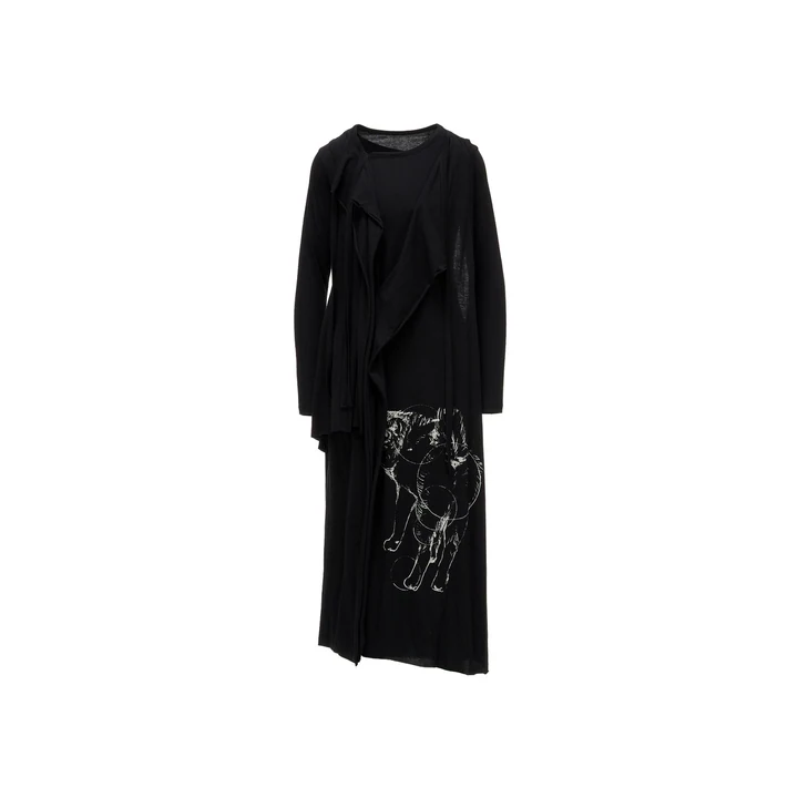 Платье Yohji Yamamoto COTTON SINGLE JERSEY PRINTED DRESS RIN