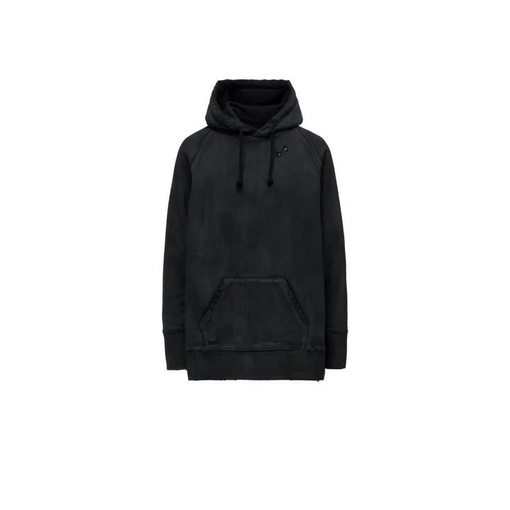 Худи Yohji Yamamoto FRENCH TERRY DAMAGED HOODIE