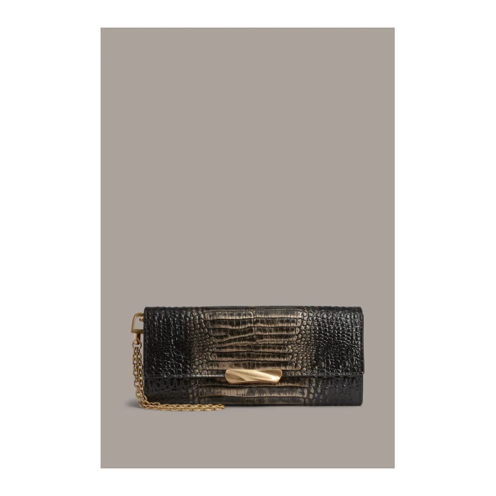 Кошелёк Donna Karan Amagansett Metallic Croc-Effect Flap