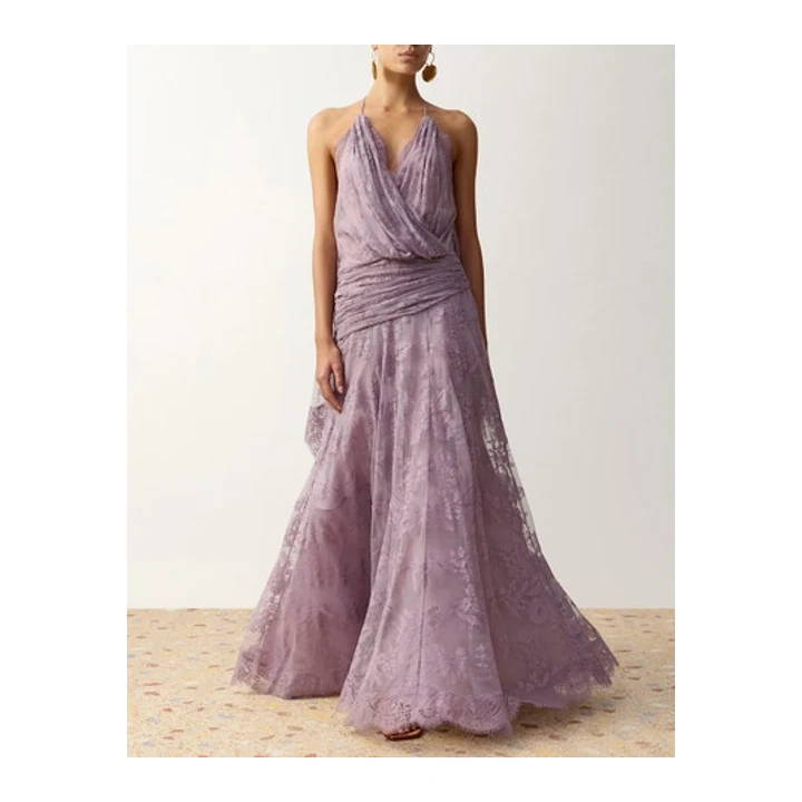 Платье Zimmermann Clash Lace Drape Maxi — Lilac
