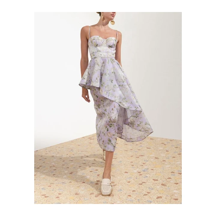 Платье Zimmermann Clash Corset Midi — Lilac Floral