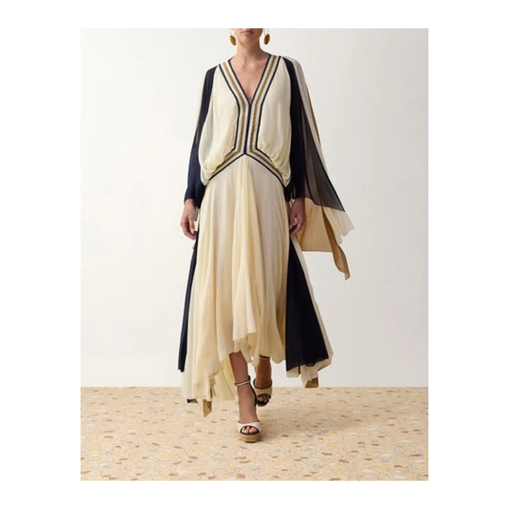 Платье Zimmermann Clash Spliced Maxi — Cream Multi