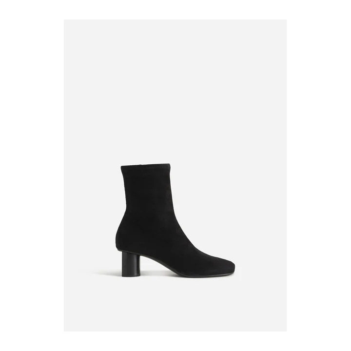 Замшеві ботильйони Square Toe Ankle Boot in Suede - Black