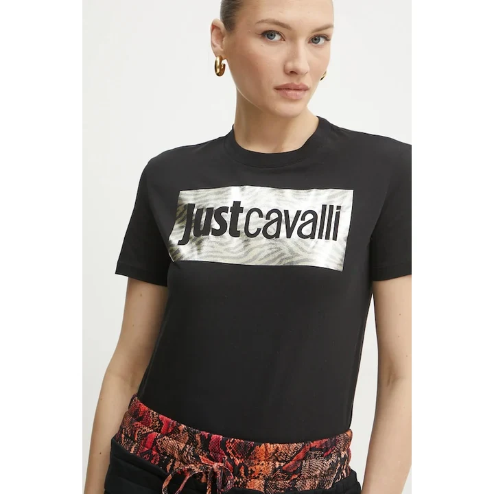 Чорна бавовняна футболка Just Cavalli