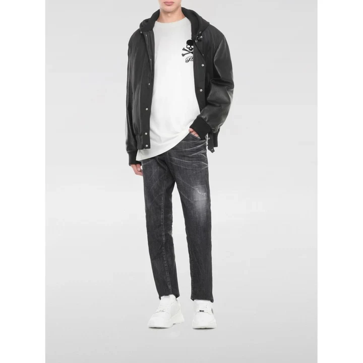 Черная кожаная куртка Philipp Plein