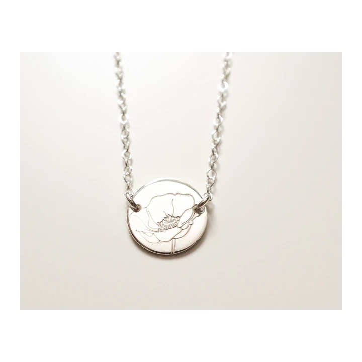 Серебряное колье Etsy с цветком месяца рождения
