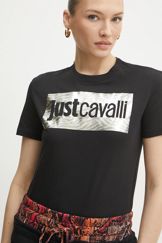 Чорна бавовняна футболка Just Cavalli