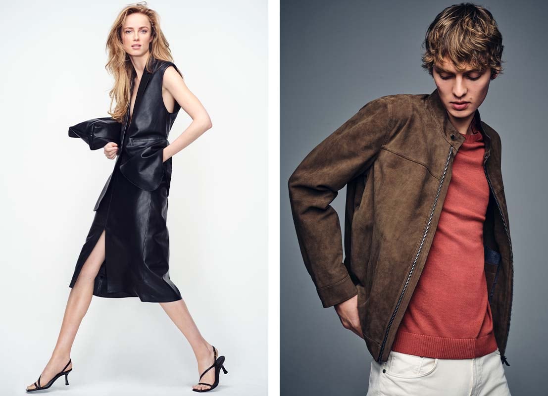 Шкіряна сукня та замшева куртка Massimo Dutti