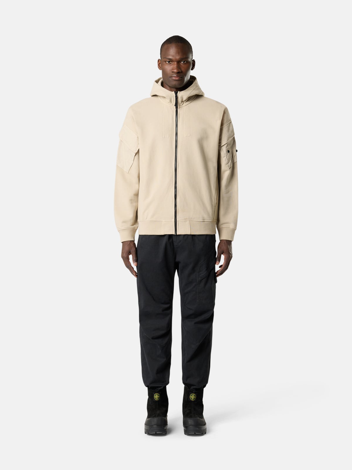 Бежеве худі Stone Island із чорними карго