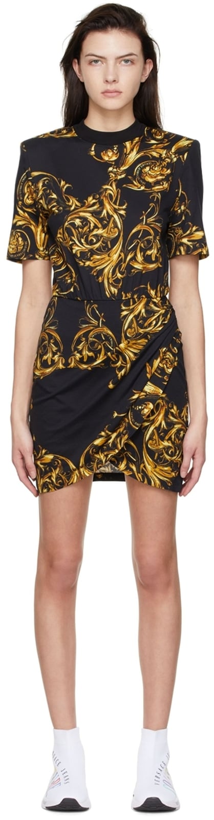 Чорна сукня Versace із принтом Barocco