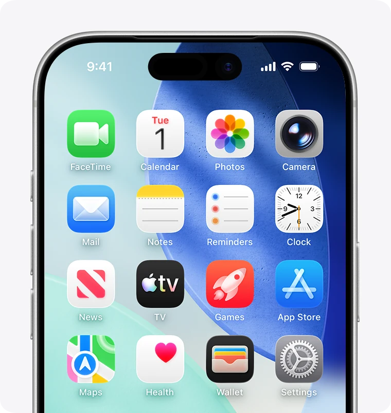 Главный экран iPhone после настройки