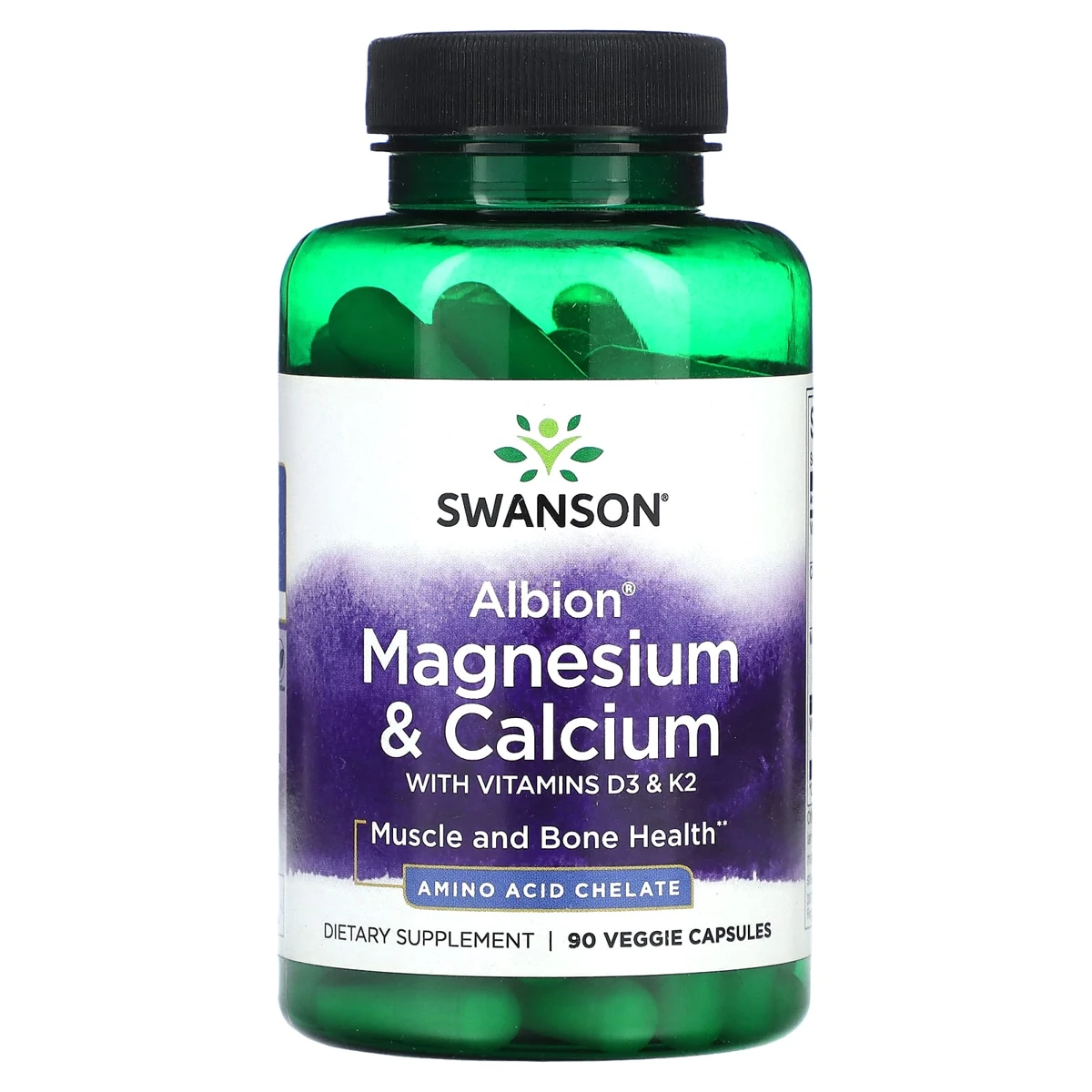 Swanson Albion Magnesium & Calcium with D3 & K2 · 90 capsules