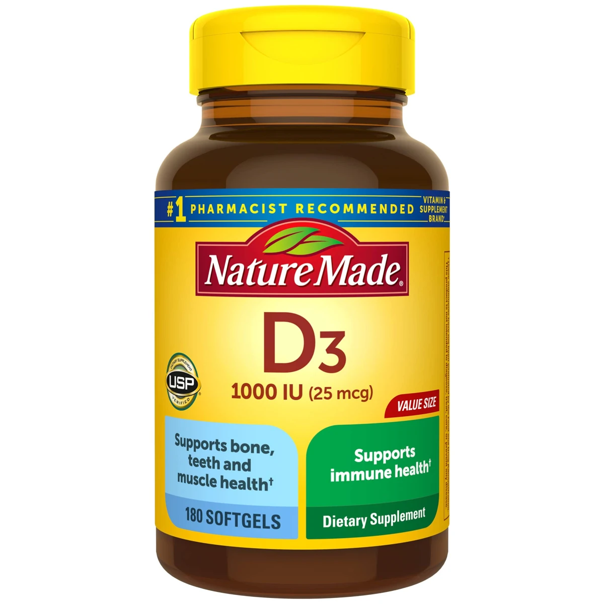 Nature Made Vitamin D3 1000 IU · 180 softgels